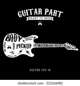 Vector vintage label "electric guitar parts"