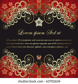 vector vintage label with floral