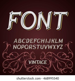 Vector vintage label font on a dark backround.
