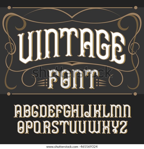 Vector Vintage Label Font On Dark Stock Vector (Royalty Free) 465569324