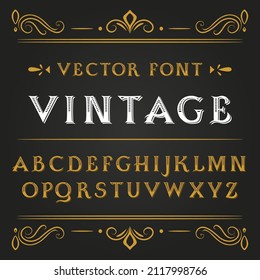 Vector vintage label font. Retro font.