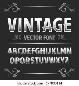 Vector vintage label font. Retro font.
