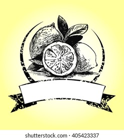 Vector vintage label with lemons