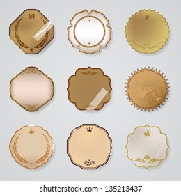 Vector Vintage Labels Collection - 9 design elements with grunge style .