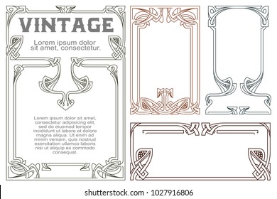 Vector vintage labels on different versions for decoration and design.