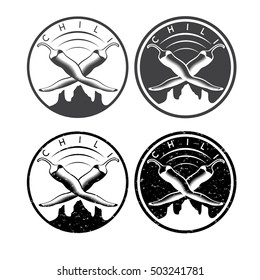 vector vintage labels set of hot chili pepper