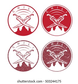 vector vintage labels set of hot chili pepper