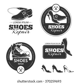 Vector vintage labels set of shoes repair