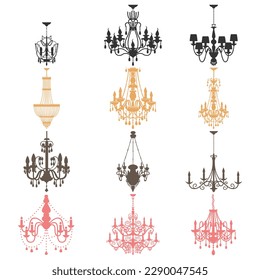 vector vintage lamps collection set