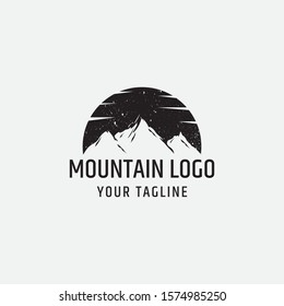 Vector vintage landscape with mountain peaks end graphic elements. Adventure is waiting. Motivational and inspirational typography poster with quote. Line design