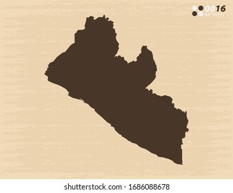Vector vintage of Liberia map on old paper background.