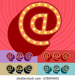 Vector vintage light up set of Alphabet Letters, Symbols, Numbers. Graphic style Font. Symbol 3
