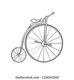 vector vintage line drawing bicycle, hand drawn illuatration