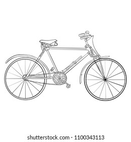 vector vintage line drawing bicycle, hand drawn illuatration