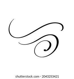 Vector vintage line elegant calligraphy divider and separator, swirl and corner decorative ornament. Floral line filigree design element. Flourish curl element for invitation or menu page illustration