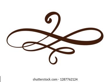 Vector vintage line elegant divider and separator, swirl decorative ornament. Floral line filigree design element. Flourish curl element for invitation or menu page illustration