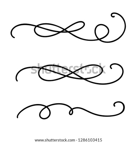 Vector vintage line elegant dividers and separators, swirls and corners decorative ornaments. Floral lines filigree design elements. Flourish curl elements for invitation or menu page illustration.