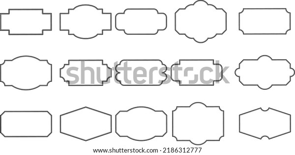 Vector of vintage line frame set isolated on\
white background