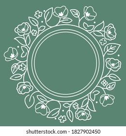 Vector vintage linear frame with leaves and flowers for florist shops and organic cosmetics
