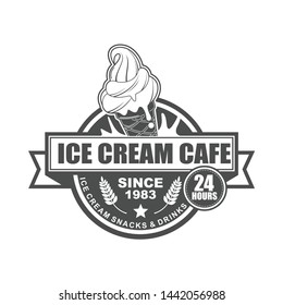 Vector vintage logo, badge, emblem template design for ice cream cafe and restaurant