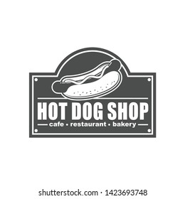 Vector vintage logo, badge, symbol, icon, signage template design for hot dog seller
