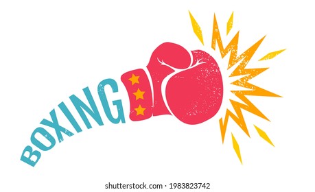 Vector vintage logo for a boxing with glove. Vintage logo for boxing.