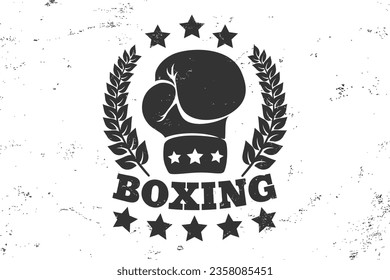 Logo vectorial vintage para boxeo con guante. Logo vintage para el boxeo.