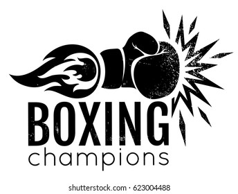 Vector vintage logo for a boxing with glove. Vintage logo for boxing.