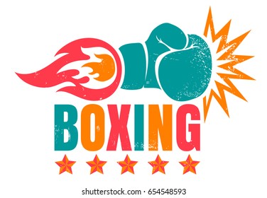 Vector vintage logo for a boxing with glove. Vintage logo for boxing