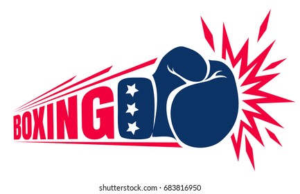 Vector Vintage Logo For A Boxing With Glove. Vintage Logo For Boxing