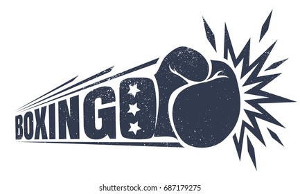 Vector vintage logo for a boxing with glove. Vintage logo for boxing.