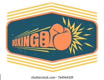 Vector vintage logo for a boxing with glove. Vintage logo for boxing.