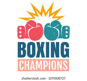 Vector vintage logo for a boxing with gloves. Vintage logo for boxing. Boxing champions.