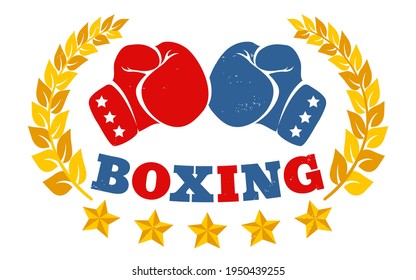 Vector vintage logo for a boxing with gloves. Vintage logo for boxing.