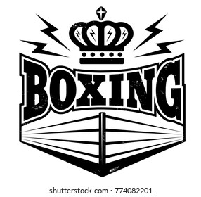 Vector vintage logo for a boxing with ring. Retro emblem with boxing ring.