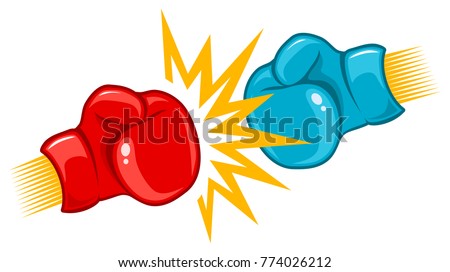 Vector vintage logo for a boxing with two gloves. Retro emblem for boxing with gloves.