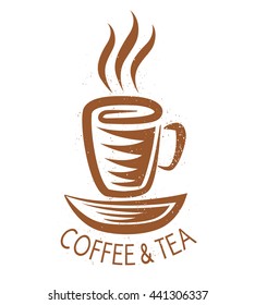 Vector vintage logo for cafe with coffee cup