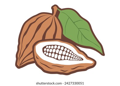 Vector logotipo vintage con cacao en el fondo aislado. Icono vectorial del grano de cacao.