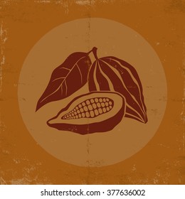 Vector vintage logo with cocoa on grunge background