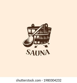 Vector vintage logo of sauna, bath and bathhouse