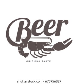 Vector vintage logo template lobster bar. Sea food, craft beer, alcohol, ale, brewery, bar, shop emblems and label. Branding identity corporate logo design template. Isolated on a white background