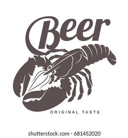 Vector vintage logo template lobster. Sea food, craft beer, alcohol, ale, brewery, bar, shop emblems and label. Branding identity corporate logo design template. Isolated on a white background