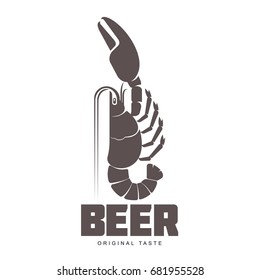 Vector vintage logo template lobster. Sea food, craft beer, alcohol, ale, brewery, bar, shop emblems and label. Branding identity corporate logo design template. Isolated on a white background