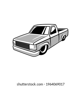 vector of vintage low pick up truck