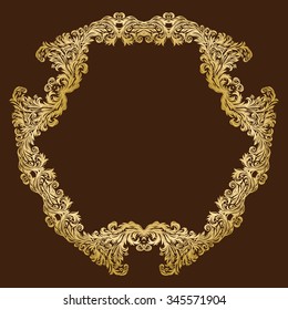 Vector vintage luxurious ornate floral gold frame