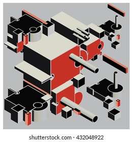 Vector vintage machine vintage isometric. Design and illustration background 
