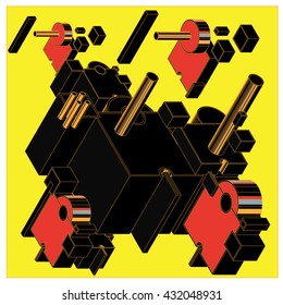 Vector vintage machine vintage isometric. Design and illustration background 