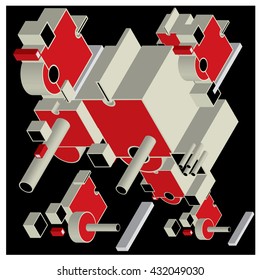 Vector vintage machine vintage isometric. Design and illustration background 