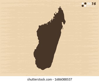 Vector vintage of Madagascar map on old paper background.