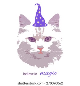 vector vintage magic cat